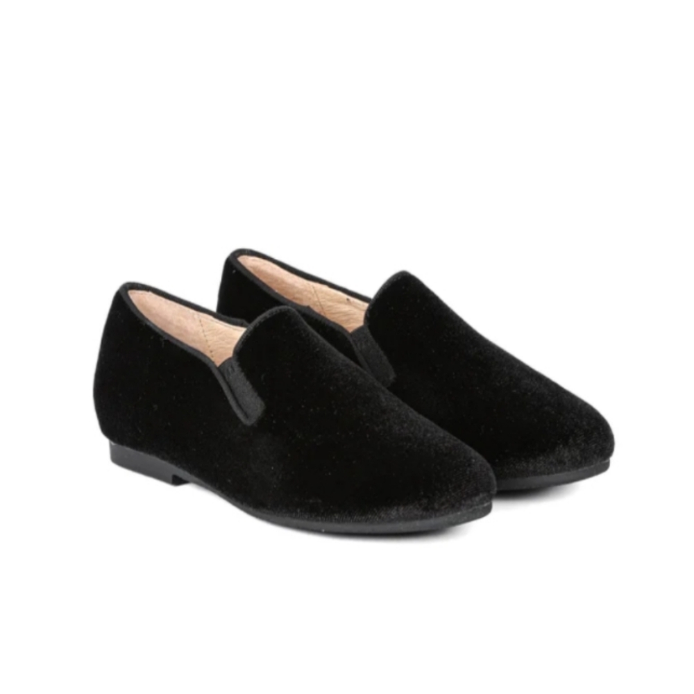 Perroquet Kids Black Velvet Loafers Size 29